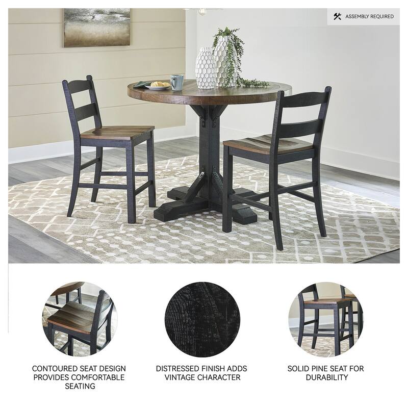 Signature Design by Ashley Valebeck Black/Brown Counter Height Barstool - 20"W x 22"D x 39"H