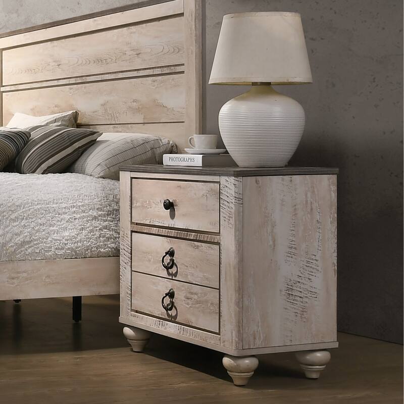 Antique Brown 3-Drawer Nightstand with Patched Wood Top, Felt-Lined Drawer, 29.8"x18.25"x26.13"