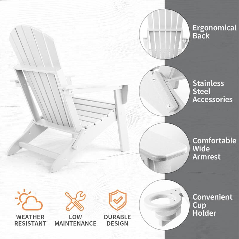 Vrakae Folding Adirondack Chair with Cup Holder Set of 2