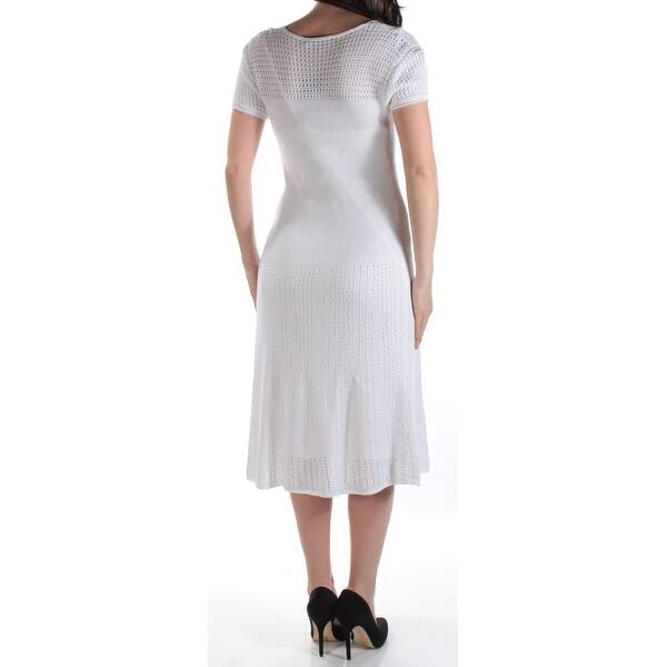 Shop Womens White Short Sleeve Below The Knee Mermaid Casual Dress