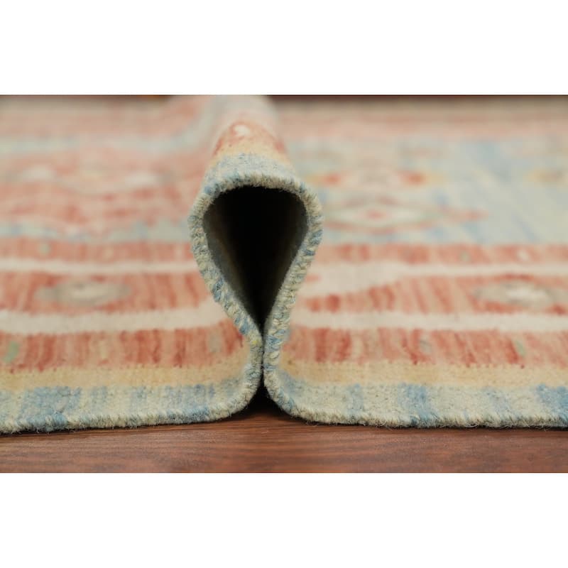 Hand Woven Oriental 100% Wool Carpet Southwestern Tribal Navy Blue & Blues Kilim Area Rug - 5' 11'' X 4' 0''
