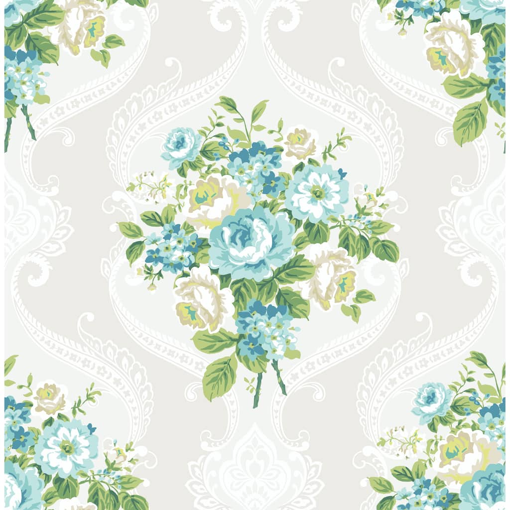 Seabrook Designs Floral Damask Unpasted Wallpaper
