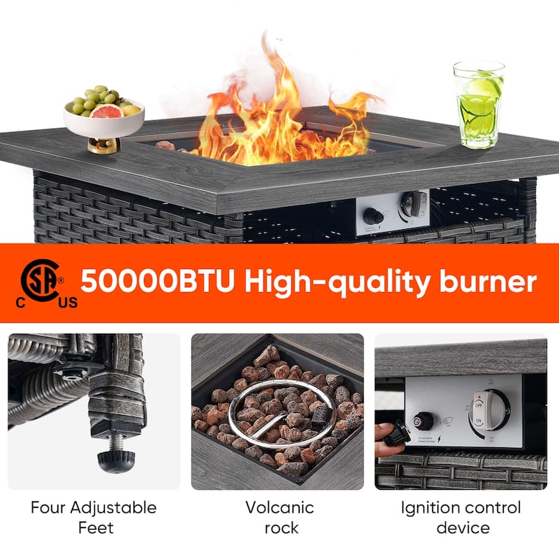 Gymojoy Wicker Outdoor Patio Furniture Sets with Fire Pit Table