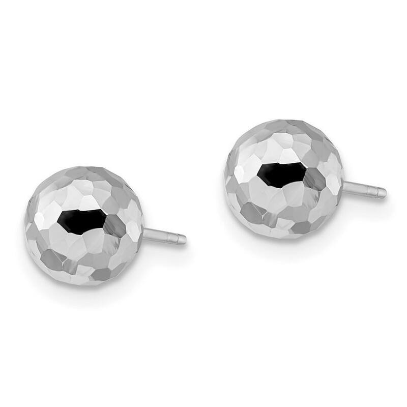 Curata 14k White Gold Polished 8mm Faceted Ball Post Earrings