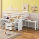 preview thumbnail 1 of 16, Twin Size Wooden Loft Bed with Desk, Drawers, and Portable Desk White