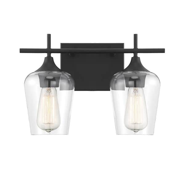 slide 2 of 11, Savoy House Octave 2 Light 14" Wide Bathroom Vanity Light Black
