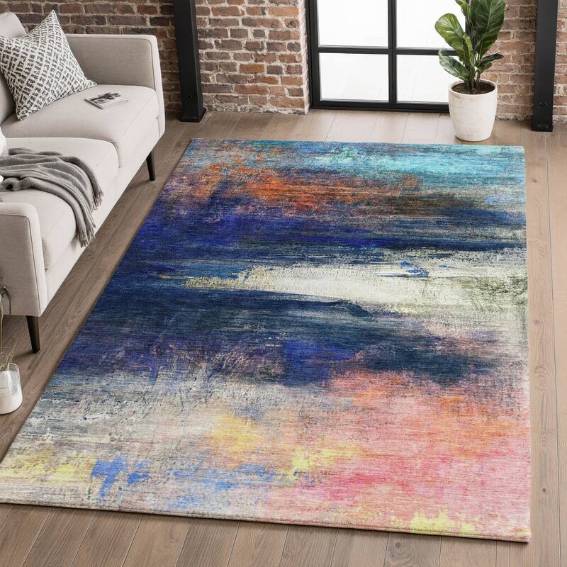 Premium Washable Super Soft Modern Abstract Mayfield Rug - Blue - 8' x 10'