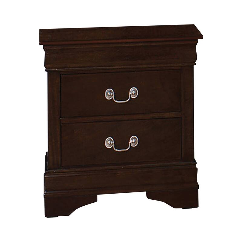 Brown/Brass 2 Drawer 21.5 in. W Nightstand with Sturdy Hardware and Ample Storage