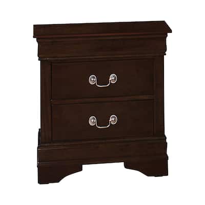 Brown/Brass 2 Drawer 21.5 in. W Nightstand with Sturdy Hardware and Ample Storage