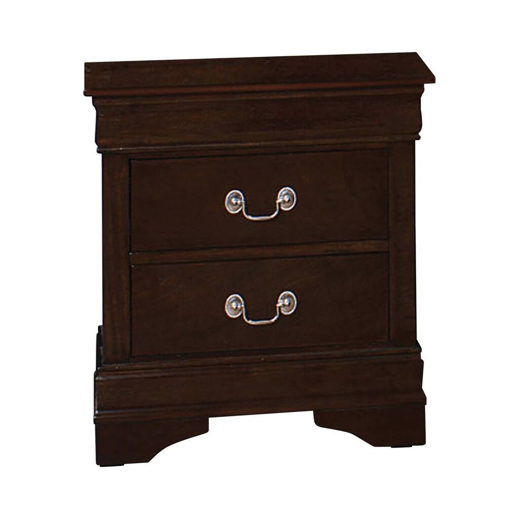 Brown/Brass 2 Drawer 21.5 in. W Nightstand with Sturdy Hardware and Ample Storage