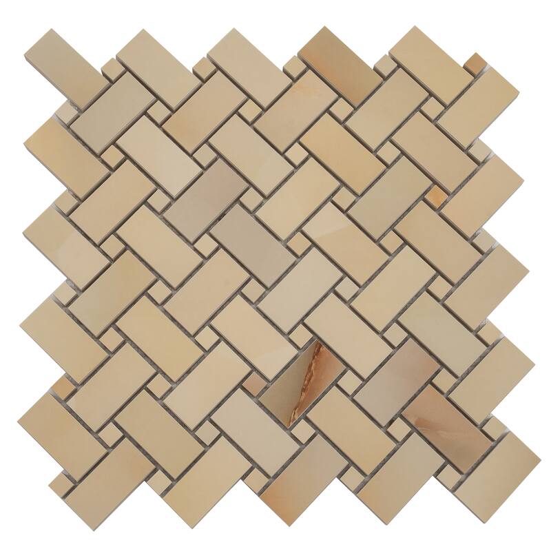 Splendor 12x12 Miele Porcelain Mosaic Onyx Basketweave Wall and Floor Tile (4.84 sq ft/case) - 5 Pack
