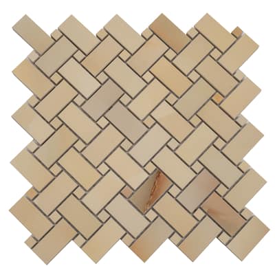 Splendor 12x12 Miele Porcelain Mosaic Onyx Basketweave Wall and Floor Tile (4.84 sq ft/case) - 5 Pack