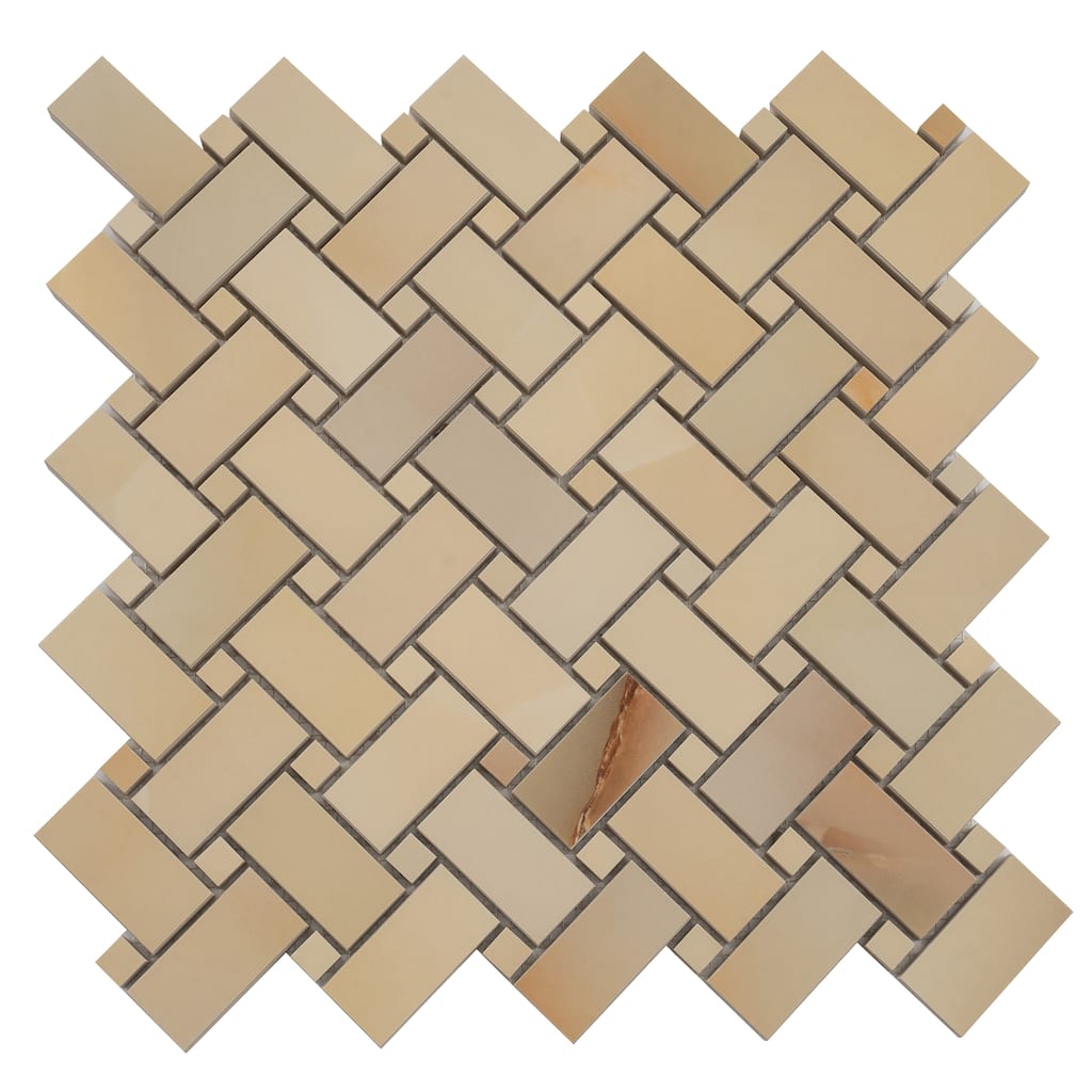 Splendor 12x12 Miele Porcelain Mosaic Onyx Basketweave Wall and Floor Tile (4.84 sq ft/case) - 5 Pack
