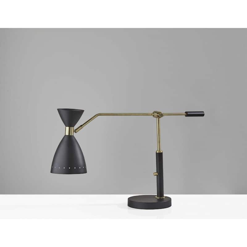 Black & Gold Metal Mid Century Desk Lamp with Cone Shade Rotary Switch Extra Large - 36.5” x 8” x 31.75” (D x W x H)