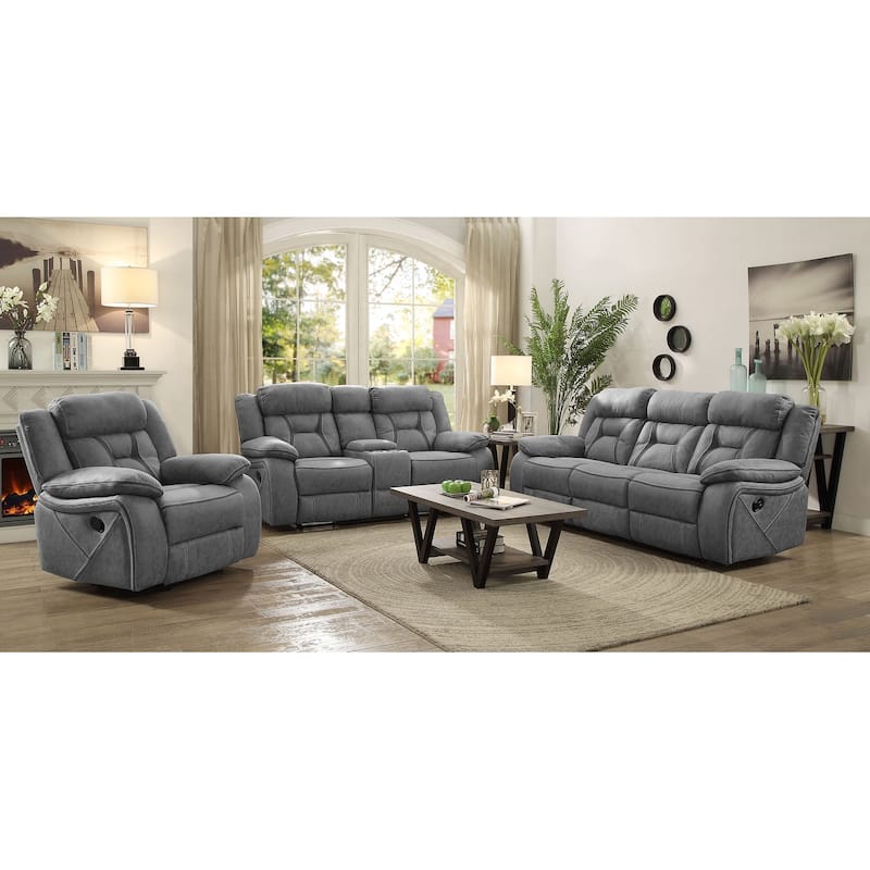 Higgins Upholstered Motion Reclining Sofa Set Grey