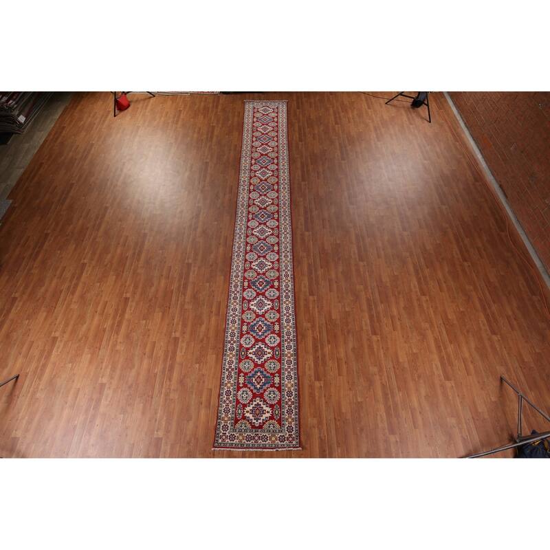 Kazak Oriental Rug Hand-Knotted Wool Carpet - 2'7" x 19'3"