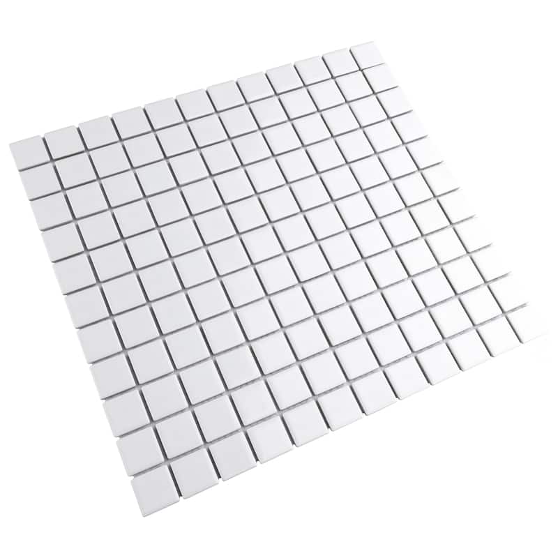 Merola Tile Metro 1" Square Glossy White 10-3/4" x 11-3/4" Porcelain Mosaic Floor and Wall Tile
