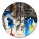 preview thumbnail 2 of 8, Designart 'Black Blue and Yellow Pattern' Oversized Modern Wall CLock