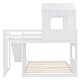 preview thumbnail 10 of 13, Playhouse Twin Over Full Wooden Bunk Bed, Farmhouse Safety Guardrail Bed with Ladder and Slide