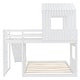 preview thumbnail 41 of 44, Playhouse-inspired Style Twin Over Full Wooden Bunk Bed,Loft Bed with Playhouse,Farmhouse, Ladder, Slide and Guardrails