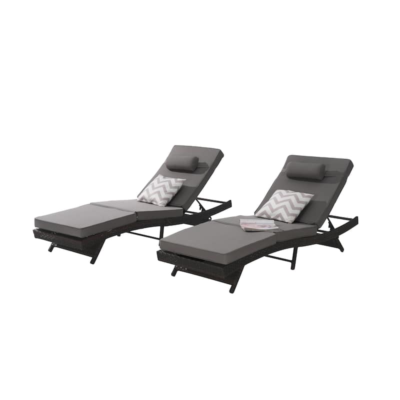 Outdoor Wicker Long Reclining Chair Set of 2