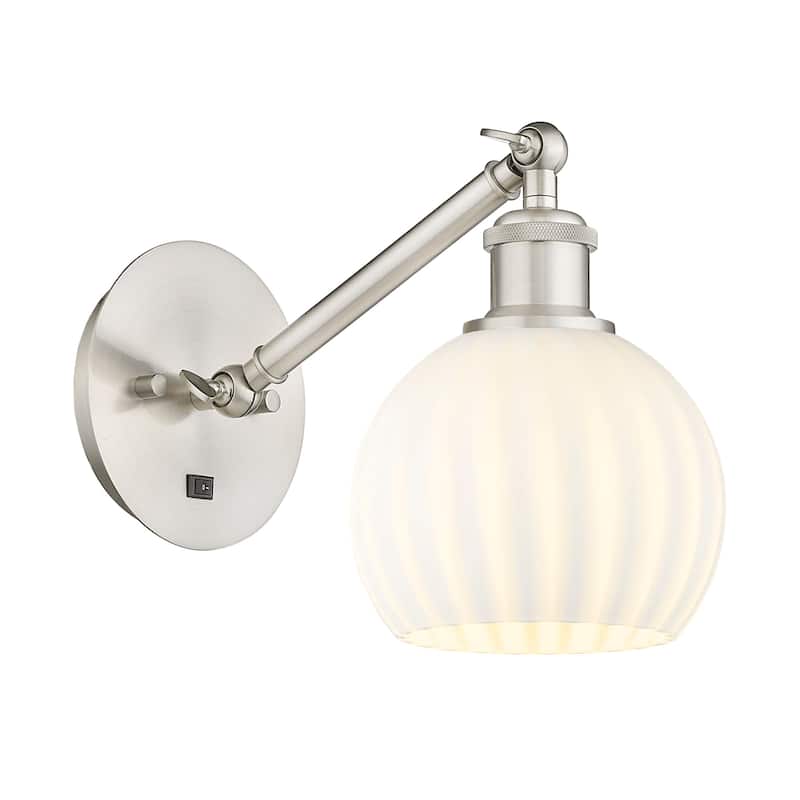 Innovations Lighting 317-1W-8-6 White Venetian Sconce White Venetian - Brushed Satin Nickel