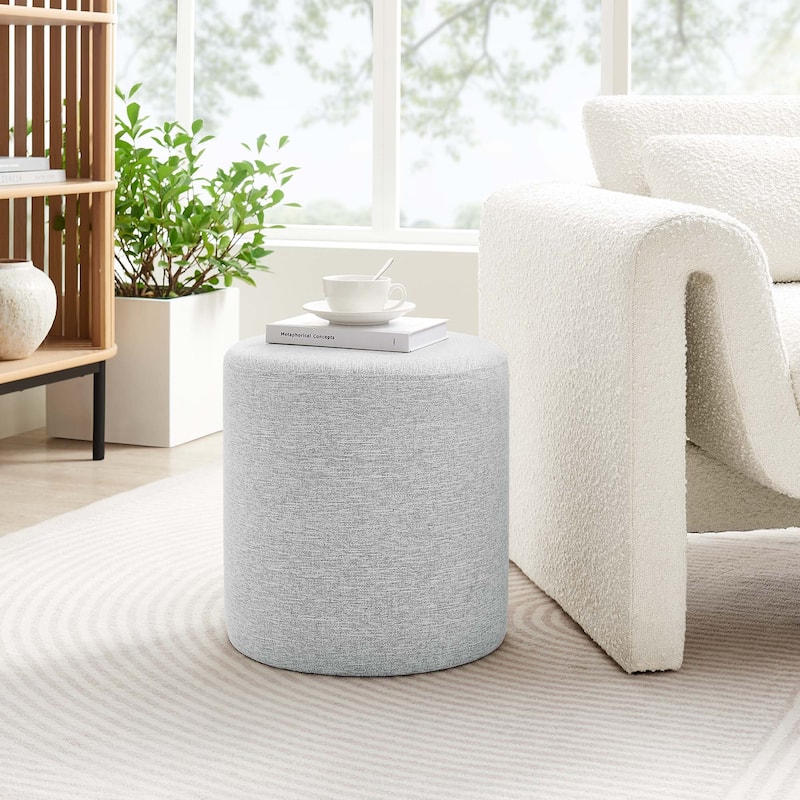 Callum 16"/23"/29"/38" Round Woven Heathered Fabric Upholstered Ottoman