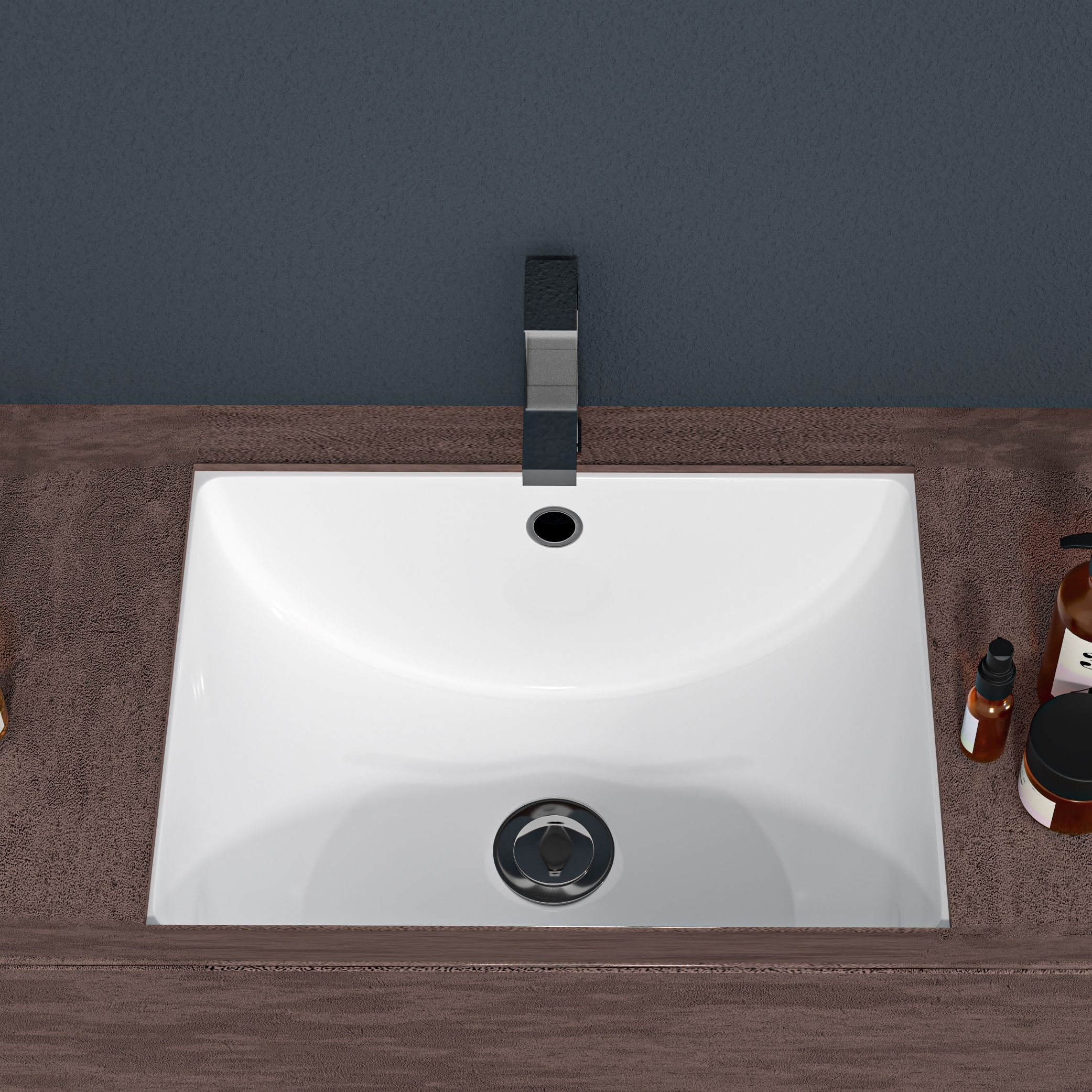 k　stein White Ceramic Rectangular Undermount Bathroom Sink with Overflow