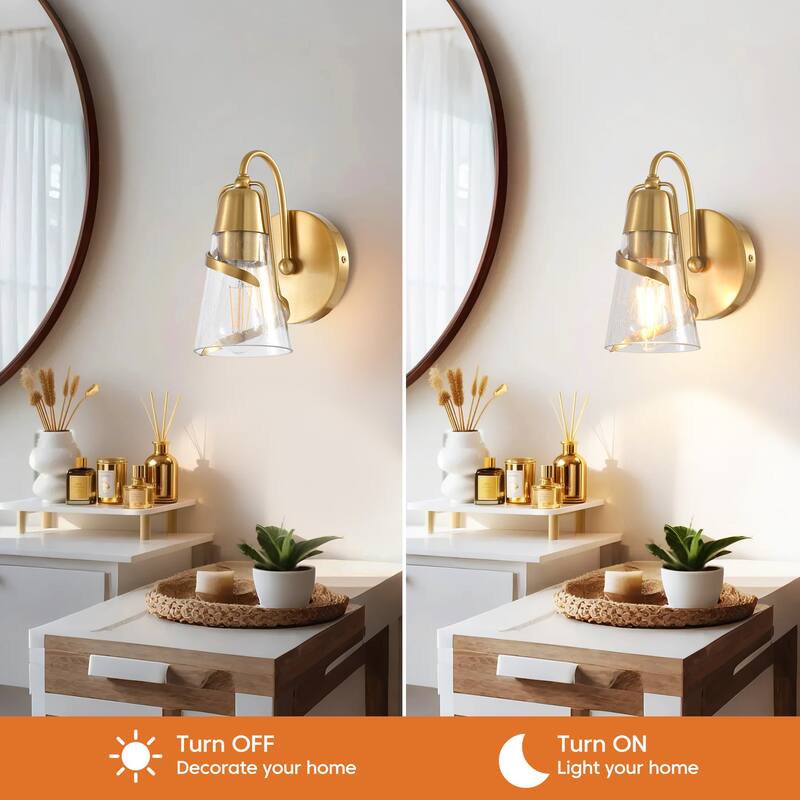 Parrot Uncle 5" Modern Gold Seeded Glass 1-Light Wall Light Sconce