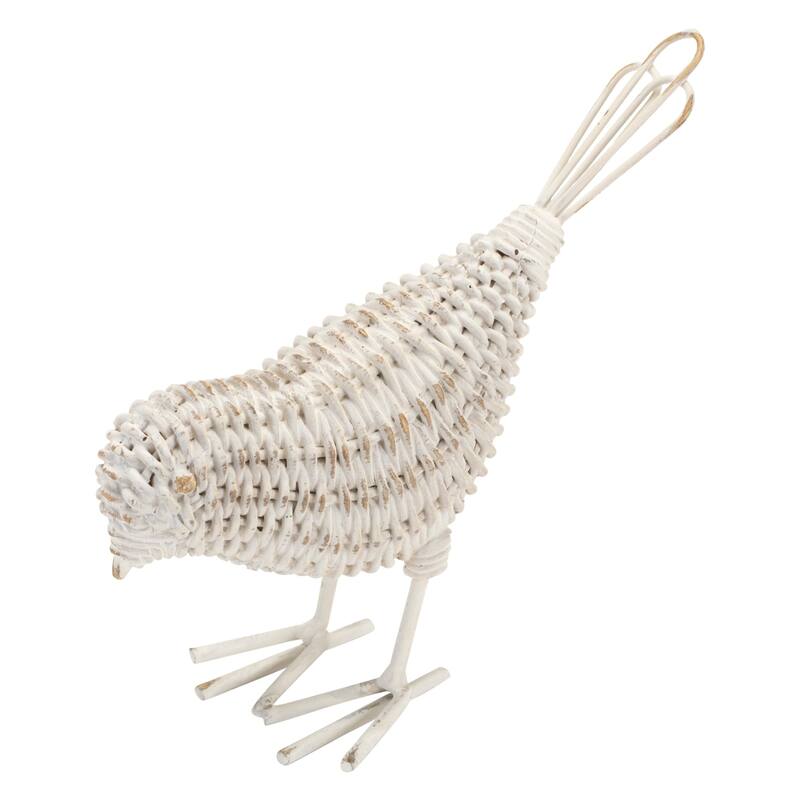 Wicker Bird Shelf Sitter Figurines - 7" - Set of 4