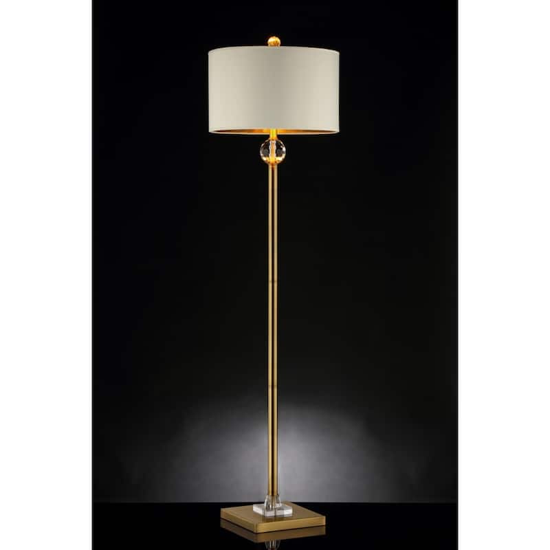 Gold Metal Column Floor Lamp with Drum Shade and n-Line Switch - 17” x 17” x 63.25” (D x W x H)