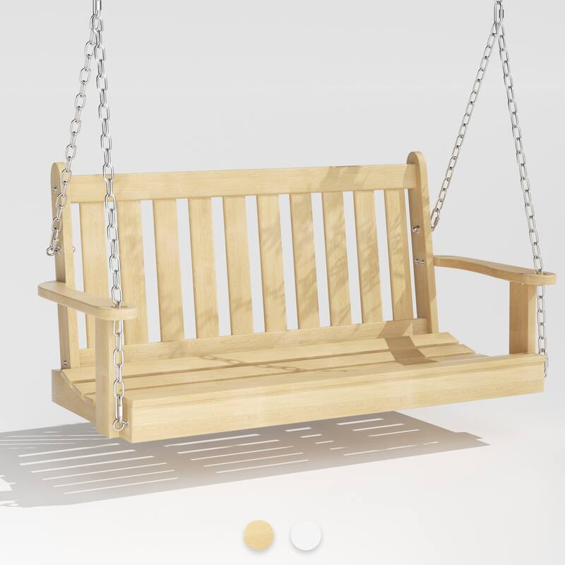 Futzca Outdoor Wooden Porch Swing, Bench Swing with Hanging Chains