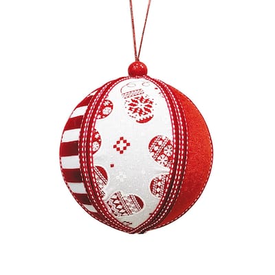 STP Goods 4" Red and White Fabric Christmas Tree Ornament