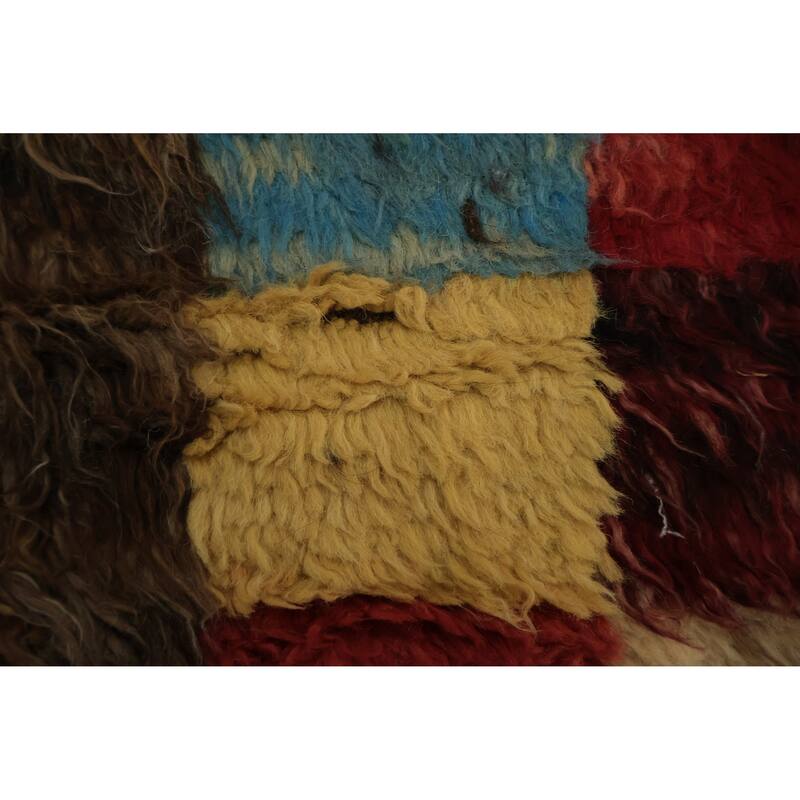 Hand Knotted Oriental 100% Wool Carpet Modern Geometric Brown Moroccan Area Rug - 9' 5'' X 6' 9''