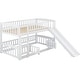 preview thumbnail 54 of 53, Low Bunk Bed with Slide, Wooden Floor Bunk Bed Frame with Fence and Ladder, for Kids Teens, Boys Girls