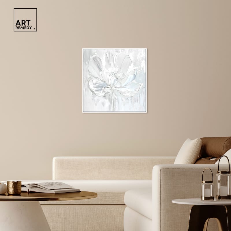 Art Remedy Off-White Magnolia II Framed Floral Fine 1 Piece Canvas Wall Art