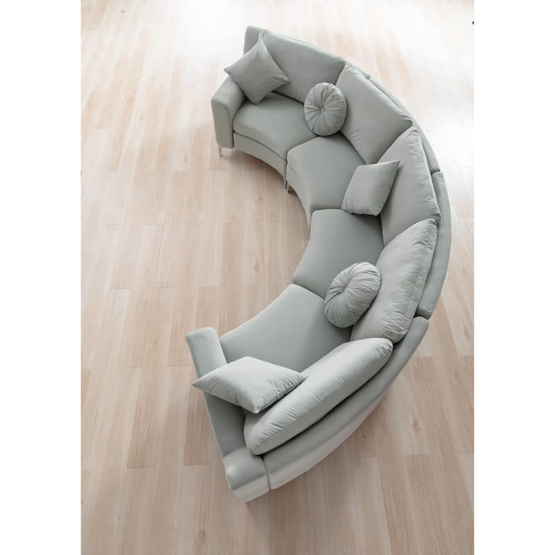 136'' Velvet Semicircle couch Modular Curve Sectional Sofa