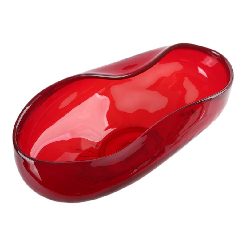 Glass Decorative Bowl Abstract Oval Modern Accent Home Decor - 6" Red - 15.25" x 8.75" x 5.5"