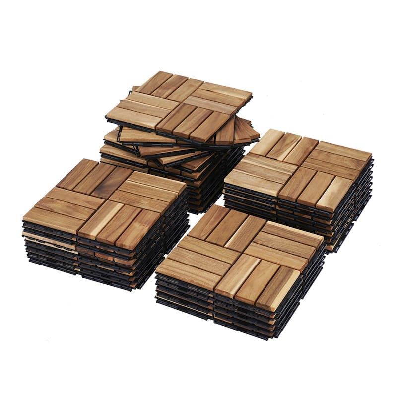 1 ft. x 1 ft. Acacia Wood Outdoor Interlocking Deck Tiles, Box of 20