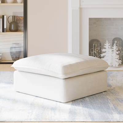 Modern Linen Fabric Sofa Ottoman with Storage.