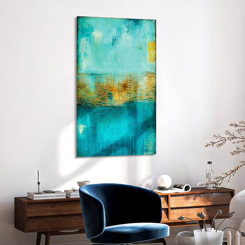 "Castle Court" Abstract Wall Art on Frameless Tempered Art Glass
