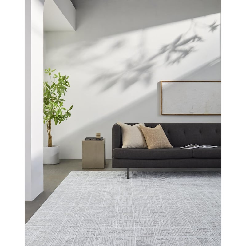 Livabliss Nesta Modern Geometric Area Rug - Grey/White - 5' 3" x 7'