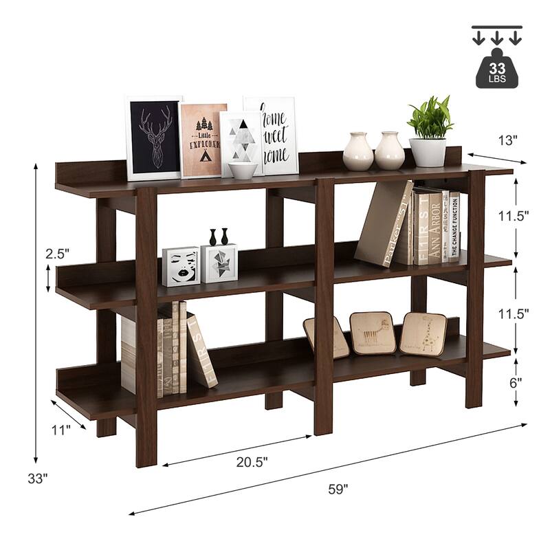 Costway 59'' 3 Tier Console Table with Storage Wooden Sofa Entryway - See Details