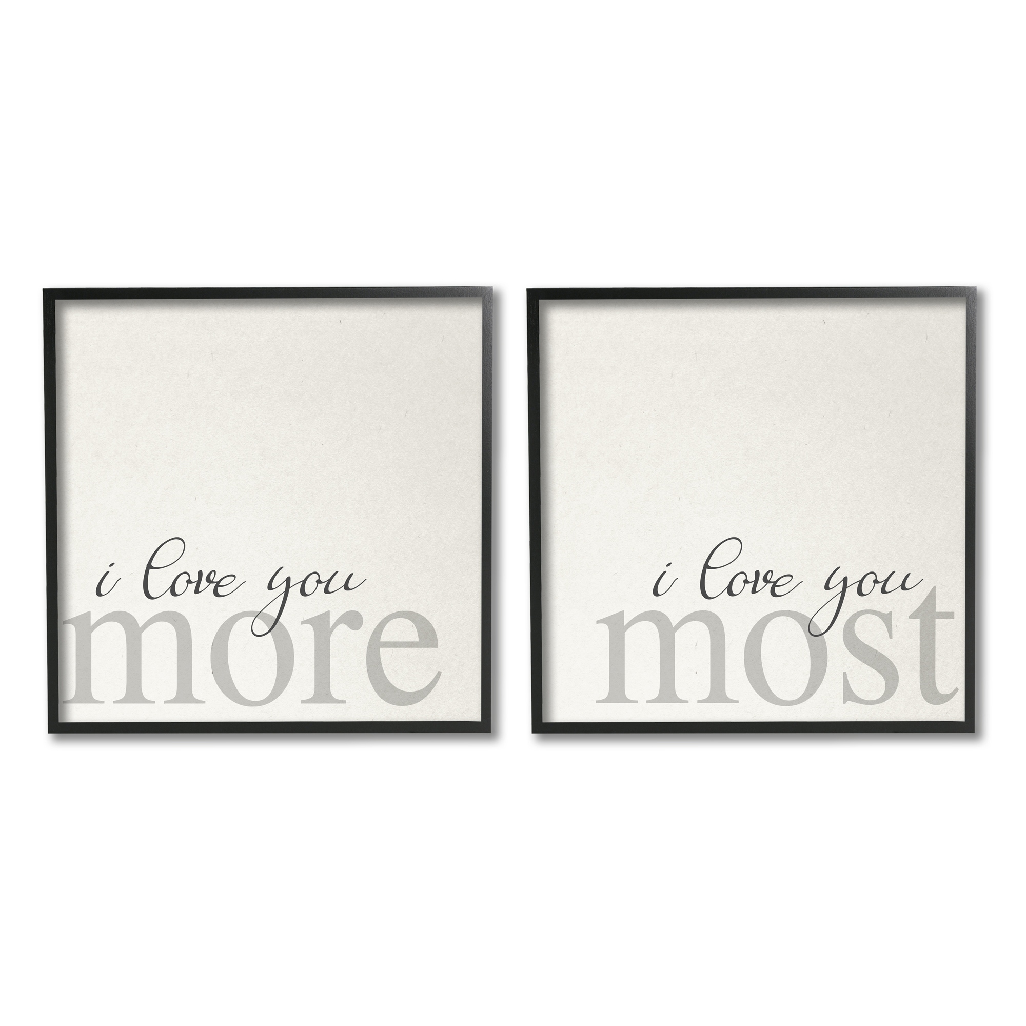Stupell I Love You More Most Romantic Sentiment Typography 2 Piece Framed Wall Art, Design by Daphne Polselli