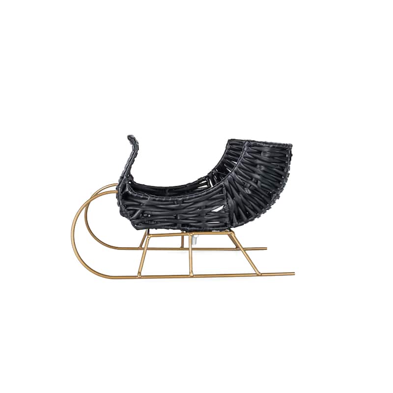 BECKI OWENS Christmas Sleigh Décor - 10" Plastic Woven Sleigh