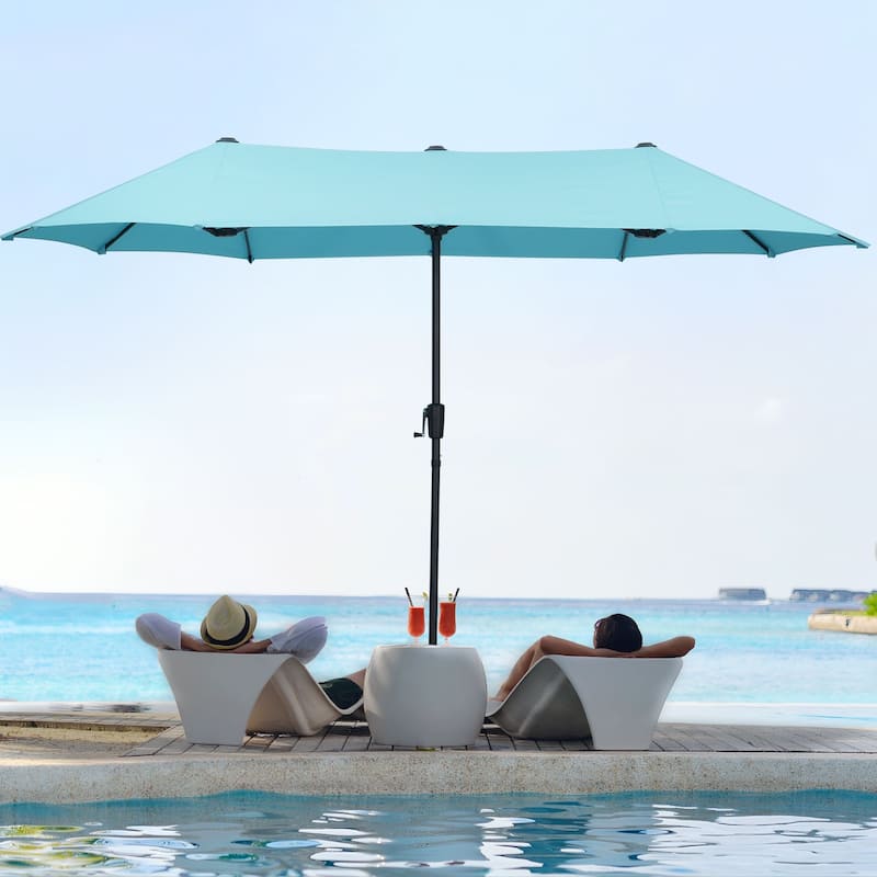 Autlaycil 13 FT Patio Umbrella with Sun Protection & Easy Crank - Blue