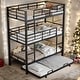 preview thumbnail 10 of 16, Twin Size Metal Triple Bunk Bed With Twin Size Trundle for Home Black