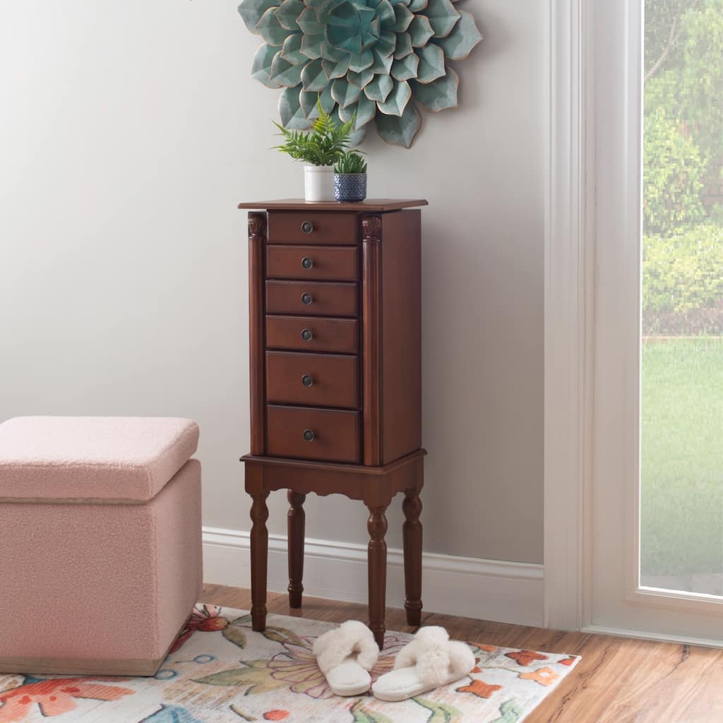 Jewelry Armoire with Spindle Turned Legs - 37" - Brown