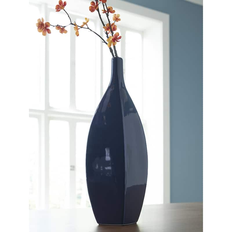 Signature Design by Ashley Abtinson Navy Vase - 6.5" W x 5.13" D x 15.63" H