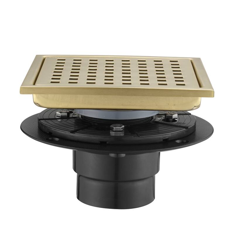 Topcraft 6-Inch Stainless Steel Square Floor Drain - 6*6 - Brushed Gold